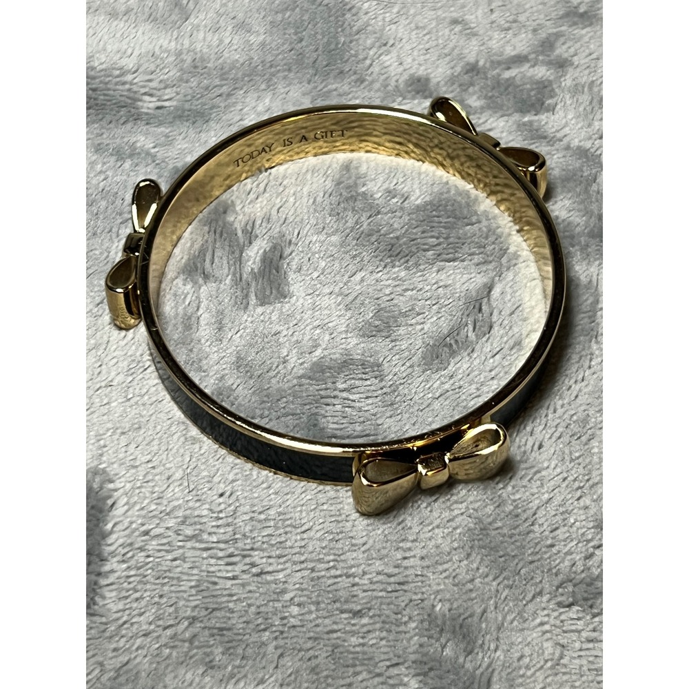 MFIL My Flat In London Black Enamel Bow Bangle Bracelet Today Is A Gift